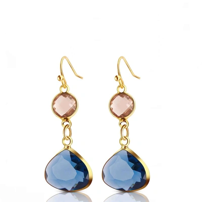 Liv Oliver 18k Gold Blue Drop Earrings