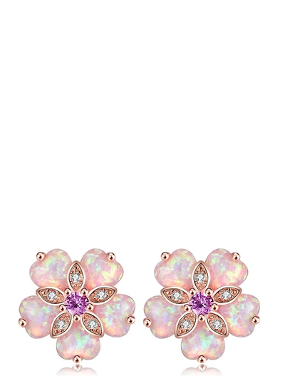 Liv Oliver 18k Rose Gold Multi Pink Opal Stud Earrings