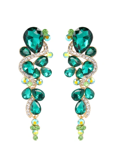 Liv Oliver 18k Gold Multi Color Chandelier Earrings In Green