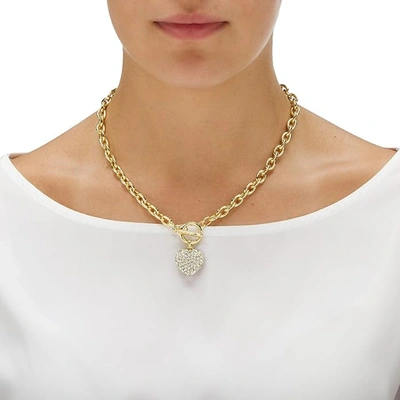 Liv Oliver 18k Gold Heart Charm Embellished Necklace