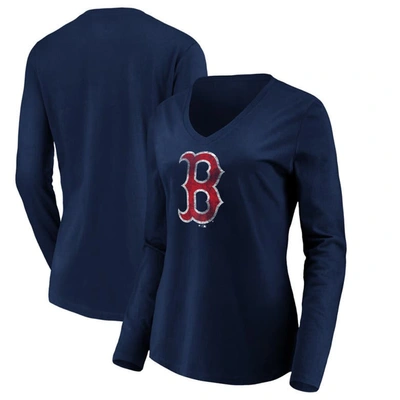 Fanatics Branded Navy Boston Red Sox Core Distressed Team Long Sleeve T-shirt In Blue