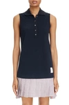 Thom Browne Mixed Media Sleeveless Minidress In Navy