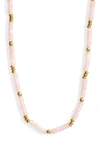 Kendra Scott Deliah Beaded Necklace In Gold Rose Quartz