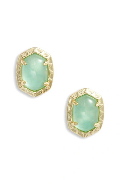 Kendra Scott Daphne Stud Earrings In Gold Light Green Mother Of Pearl