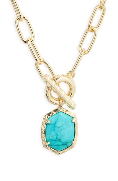 Kendra Scott Daphne Toggle Necklace In Gold Variegated Turquoise Magnesite