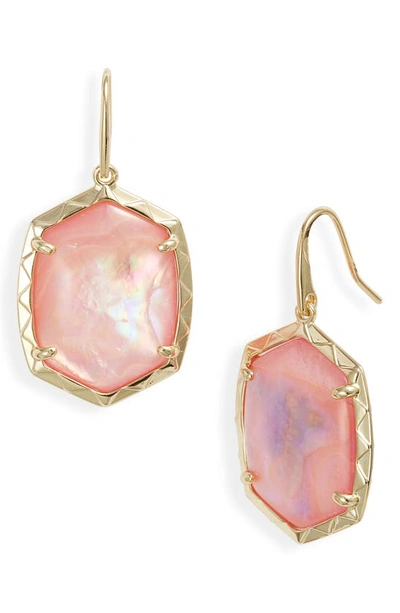 Kendra Scott Daphne Drop Earrings In Gold Light Pink Iridescent Abalone