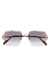 Cartier 58mm Geometric Sunglasses In Gold Brown