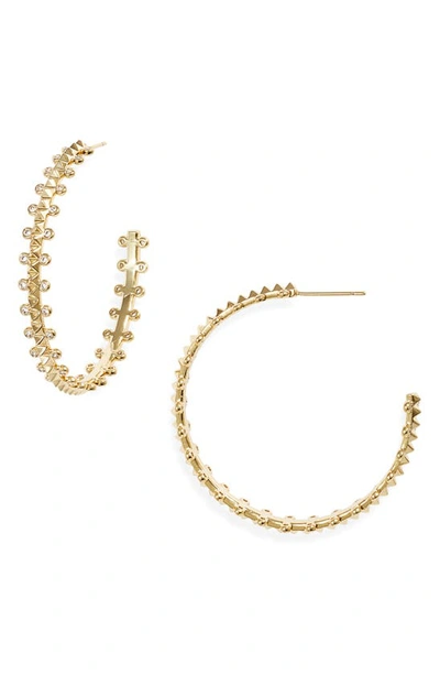 Kendra Scott Jada Crystal Stud Hoop Earrings In Gold White Crystal