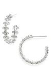 Kendra Scott Jada Crystal Stud Small Hoop Earrings In Silver White Crystal