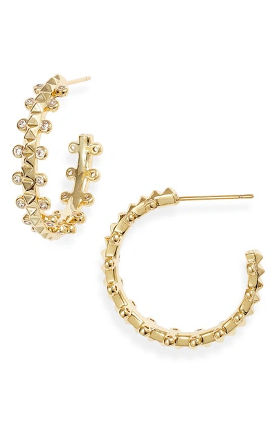 Kendra Scott Jada Crystal Stud Small Hoop Earrings In Gold White Crystal