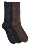 Nordstrom Rack Ultrasoft 5-pack Crew Socks In Black -brown Multi