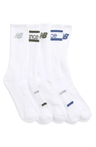 New Balance Assorted 5-pack Performance Crew Socks In White