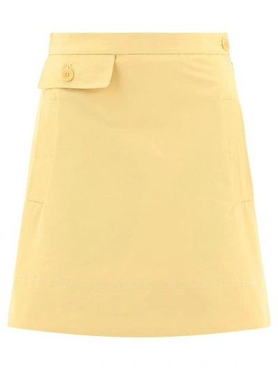 Aspesi Buttoned Pocket Short Plain Skirt In Yellow