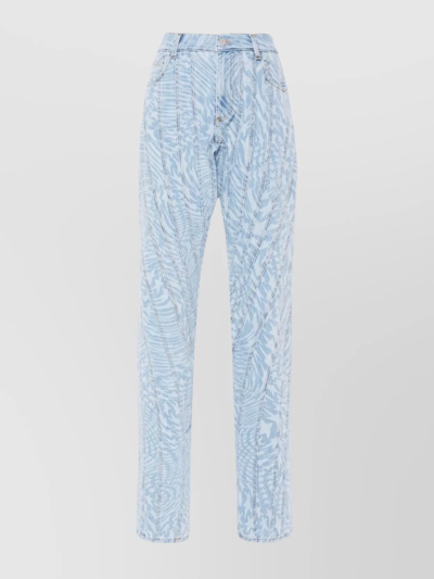 Mugler Blue Star-print Tapered Jeans