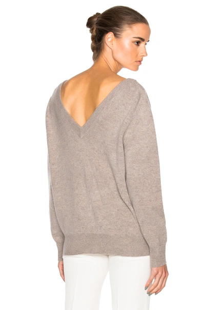 Victoria Beckham Felted Lambswool Double V Neck Jumper In Gray