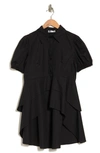 Patrizia Luca Ruffle Puff Sleeve Button-up Shirt In Black