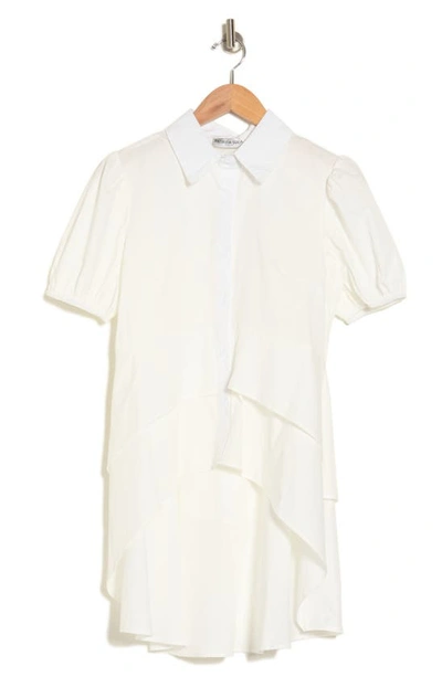Patrizia Luca Ruffle Puff Sleeve Button-up Shirt In Off White