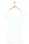 Row A Puff Sleeve Wrap Style Dress In White
