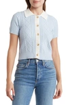 Love By Design Lotus Cable Knit Sweater In Baby Blue