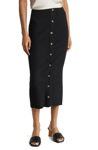 Love By Design Sandy Button Front Knit Skirt In Black