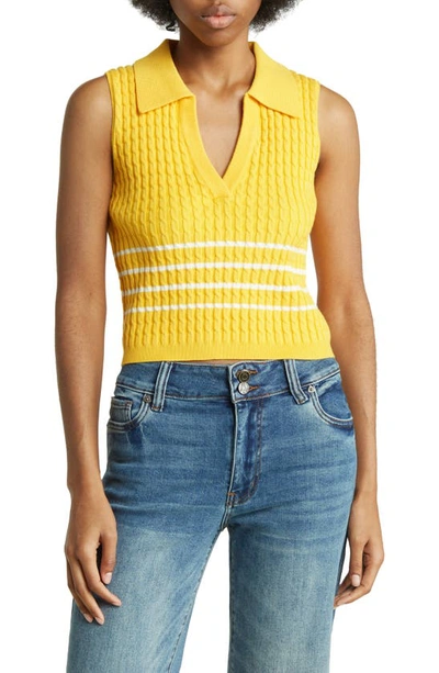Love By Design Sunny Collared Sweater In Banana