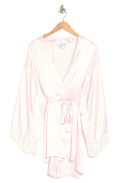 In Bloom By Jonquil Fringe Sleeve Satin Robe In Pink