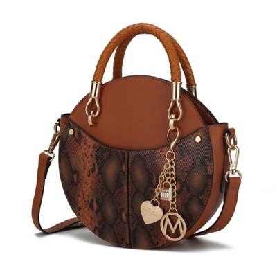 Mkf Collection By Mia K Camille Faux Snakeskin Vegan Leather Women's Round Crossbody Bag By Mia K In Green