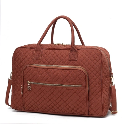 Mkf Collection By Mia K Jayla Solid Quilted Cotton Women's Duffle Bag By Mia K In Brown