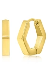 Blackjack Hexagon Hoop Earrings In Gold