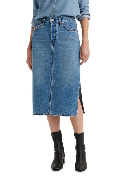 Levi's® Side Slit Denim Midi Skirt In Artist Divided T3