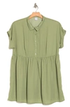Melrose And Market Babydoll Shirtdress In Sage Green Mini Dot