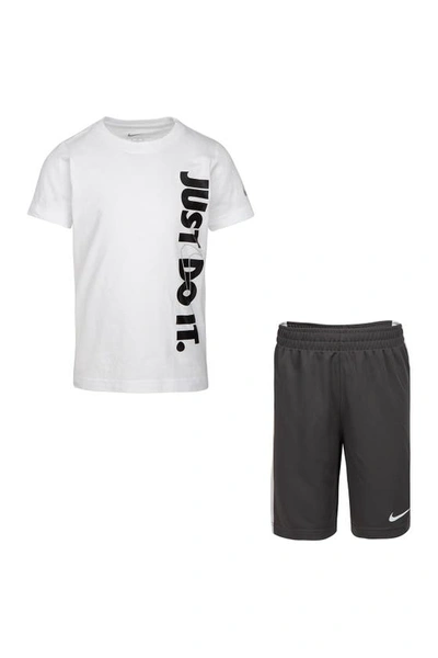 Nike Kids' 'just Do It' T-shirt & Shorts Set In Iron Grey