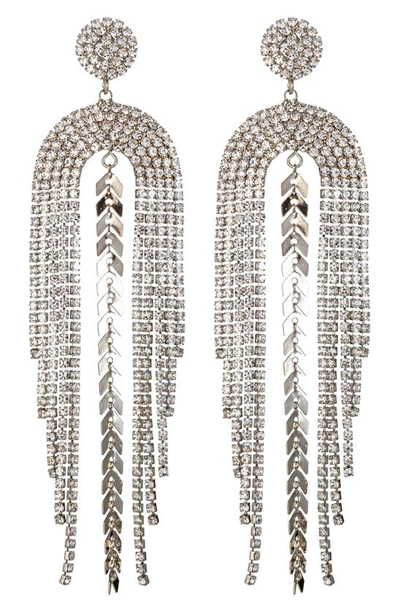 Eye Candy Los Angeles Piper Crystal Fringe Statement Earrings In Silver