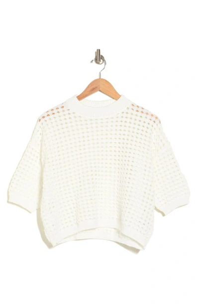 Dr2 By Daniel Rainn Openwork Cotton Sweater In New White