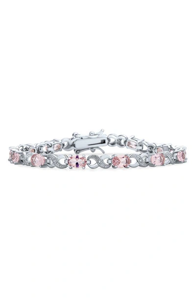 Bling Jewelry Infinity Cz Tennis Bracelet In Light Pink