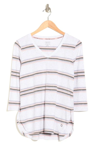 Calvin Klein Cambridge Stripe Performance Top In Optic Heather