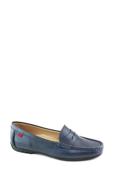 Marc Joseph New York Carrol Street 2.0 Penny Loafer In Fast Blue Wax Grainy