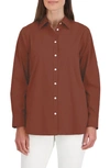 Foxcroft Oversize Cotton Blend Button-up Shirt In Macchiato
