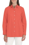 Foxcroft Oversize Cotton Blend Button-up Shirt In Tangerine