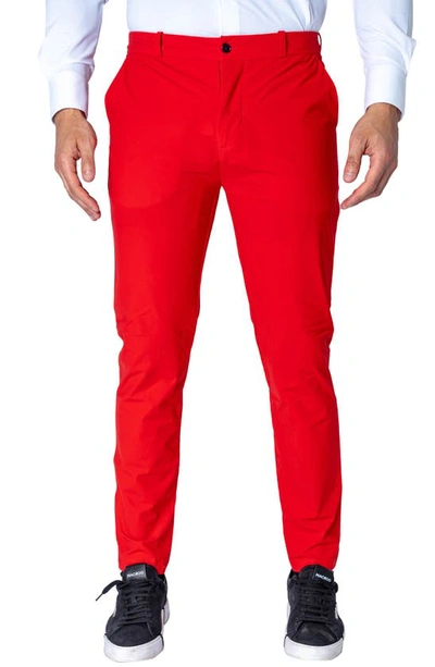 Maceoo Slim Fit Pants In Red