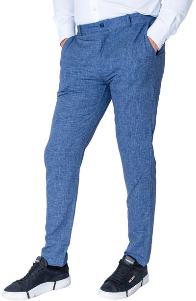 Maceoo Crosshatch Print Slim Pants In Blue