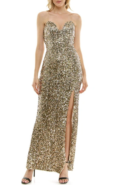 Speechless Sequin Sweetheart Neck Gown In Bronze | ModeSens