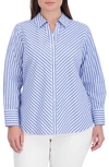 Foxcroft Mary Stripe Stretch Button-up Shirt In Blue