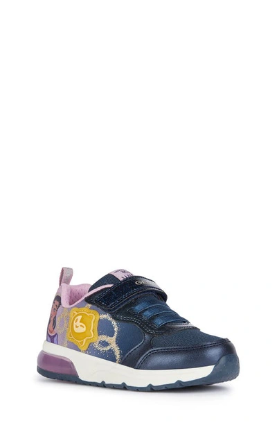 Geox Kids' X Disney Space Club Water Resistant Light-up Sneaker In Blue/ Purple
