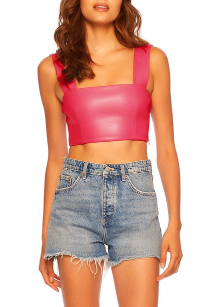 Susana Monaco Faux Leather Crop Tank In Azalea