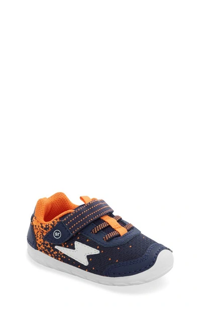 Stride Rite Kids' Soft Motion Zips Runner Sneaker In Navy/ Orange