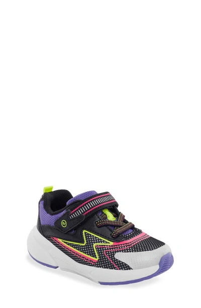 Stride Rite Kids' Lighted Cosmic 2.0 Trainer In Black/ Neon