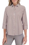 Foxcroft Charlie Stripe Button-up Shirt In Brown