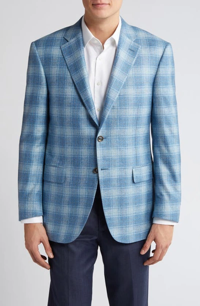 Canali Siena Regular Fit Plaid Silk & Cashmere Sport Coat In Blue