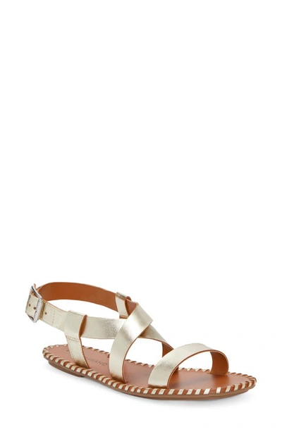 Lucky Brand Zelek Ankle Strap Sandal In Gold Platino Leather